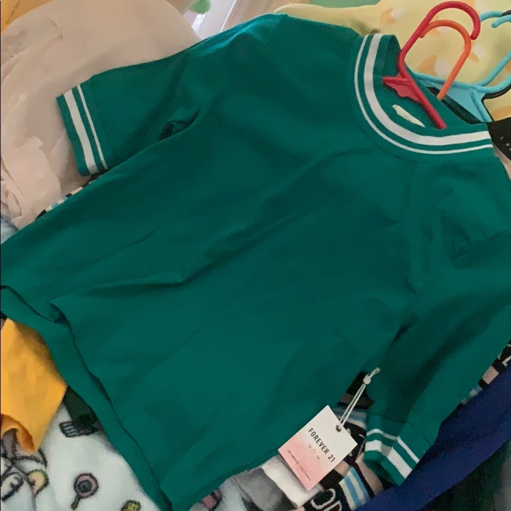 New Forever 21 varsity striped shirt crop top